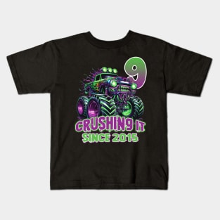 Monster Truck Birthday Tee 9th Birthday Boy Gift Awesome Since 2015 Tee Custom Monster Truck Tee Kids T-Shirt